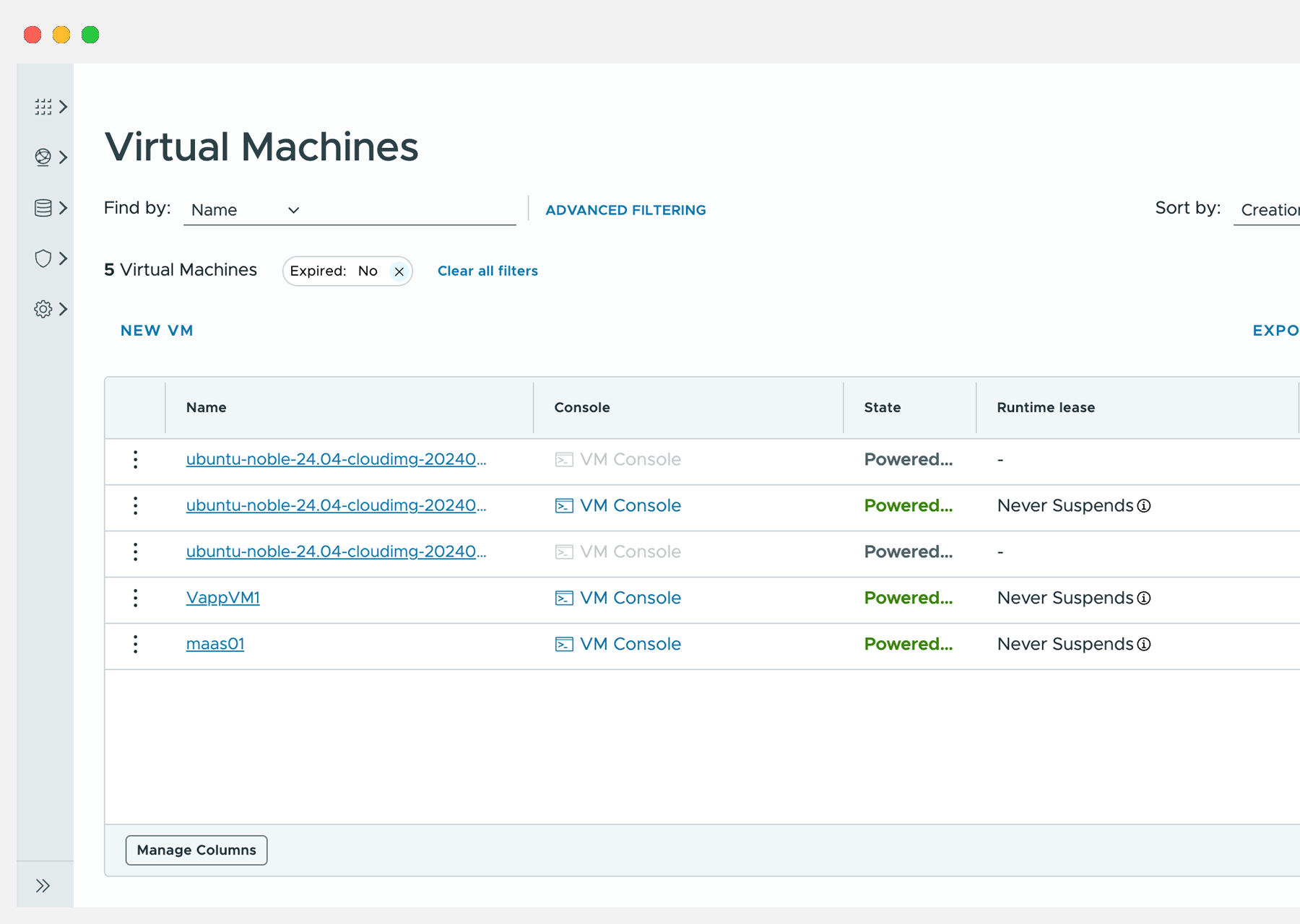 VM Listing